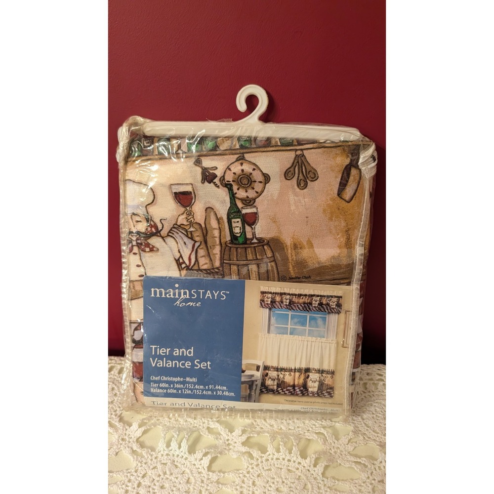 Mainstay Chef Christophe Kitchen Curtains Cafe Tier Valance Set Italian Wine